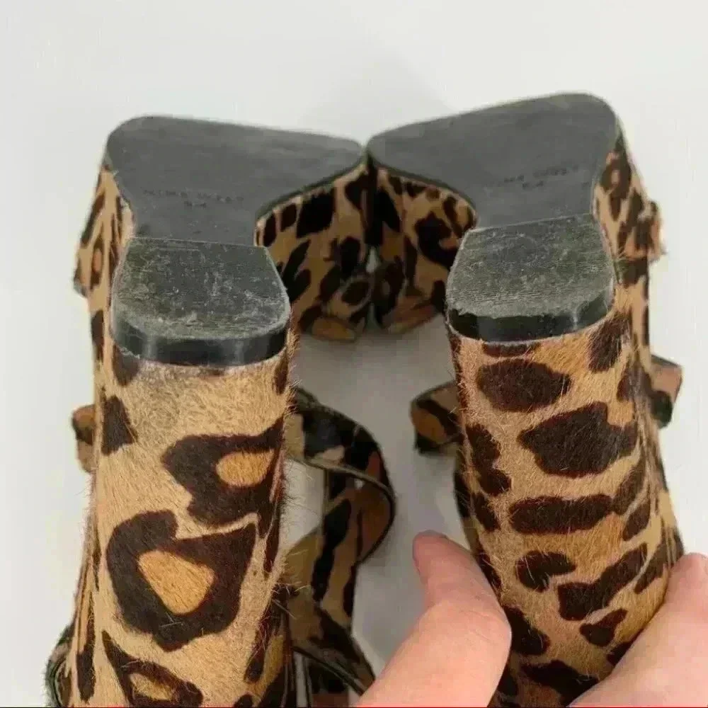 Nine West womens Fannyr heels size 8 brown cheetah calf hair platform wedges